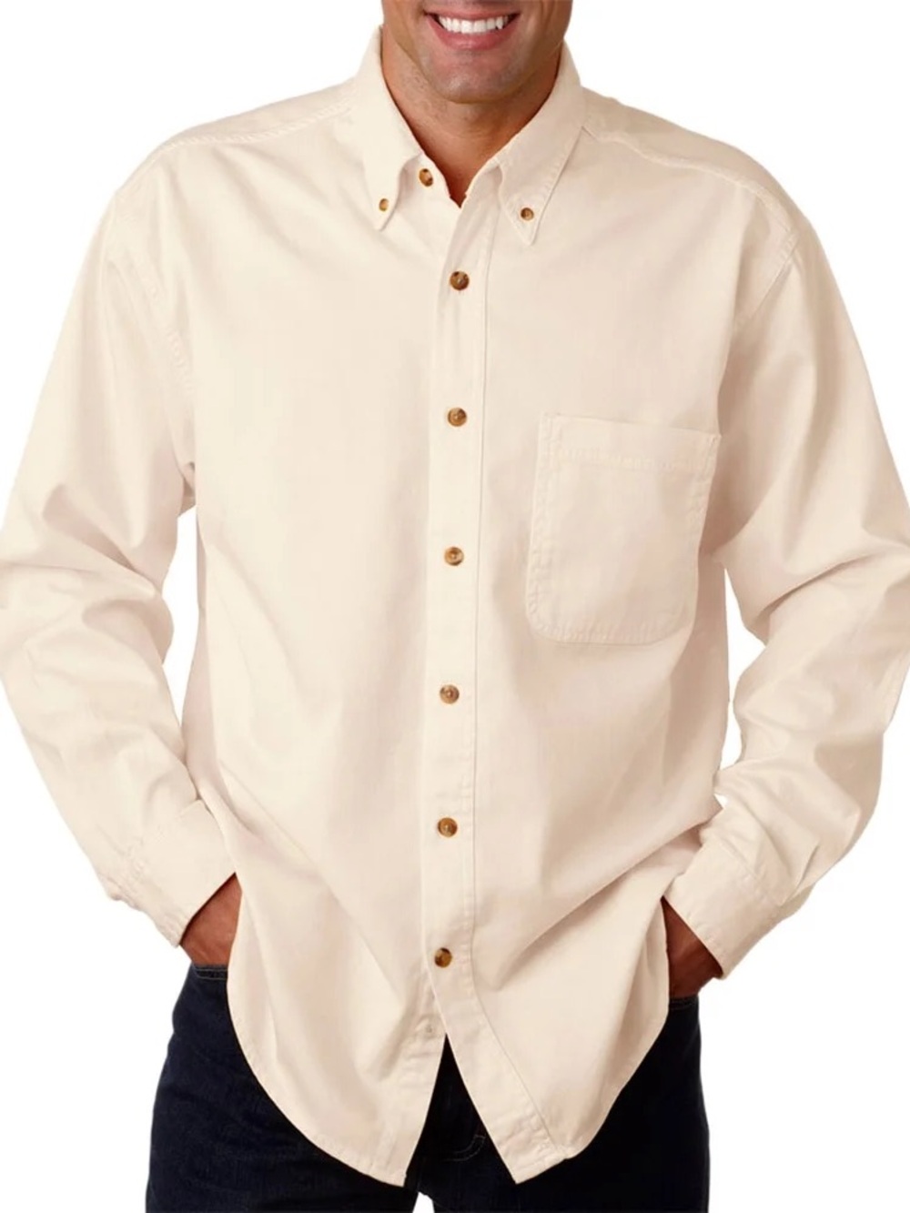 Woolrich Cream 100% Cotton Button-up Shirt Men’s Size XXL